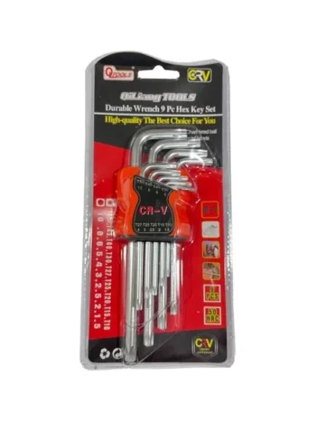 Juego De Llaves Torx 9 Piezas T 10 A T 50 Cortas Blister