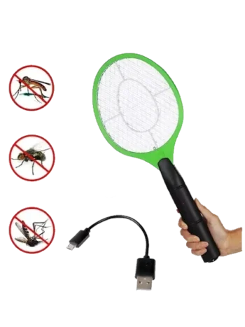 Raqueta mata mosquitos y moscas recargable USB + cable