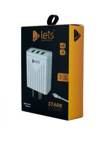 Cargador 220V Lets Mod 08  4,4 Amp  3 USB + CABLE V8